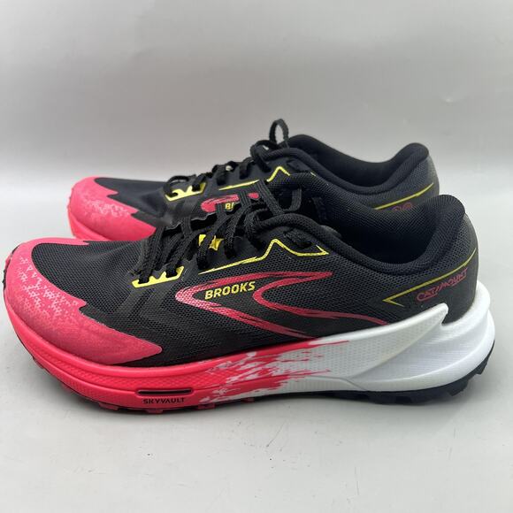 Brooks Catamount 3 Trail Running Shoes Women Size 7 Black Pink Comfort Sneakers - Picture 3 of 8